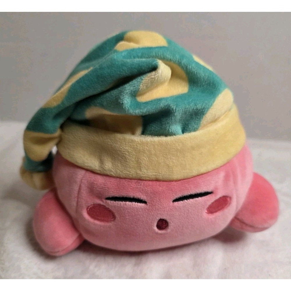 Kirby Club Mocchi-Mocchi Sleeping Plush Nightcap‎ Pink Nintendo TOMY T12785 5in